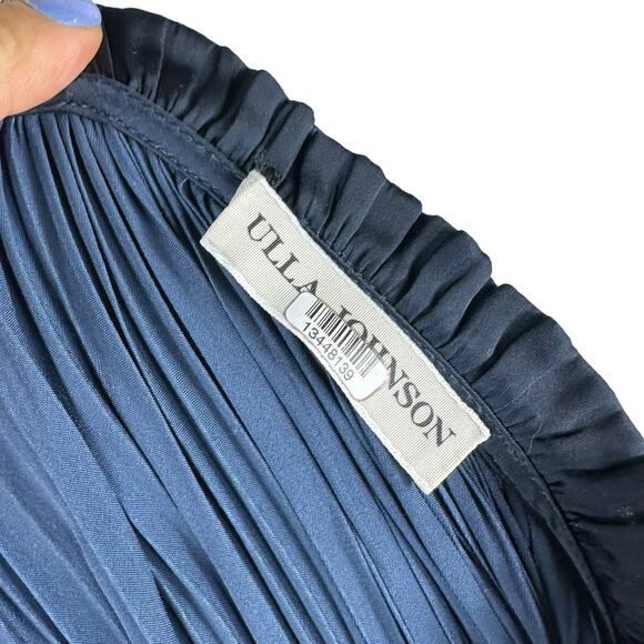 ULLA JOHNSON Alia Dress Navy Blue Mini Dress Women's Size 8 FLAWED Striped Glam - Picture 7 of 9